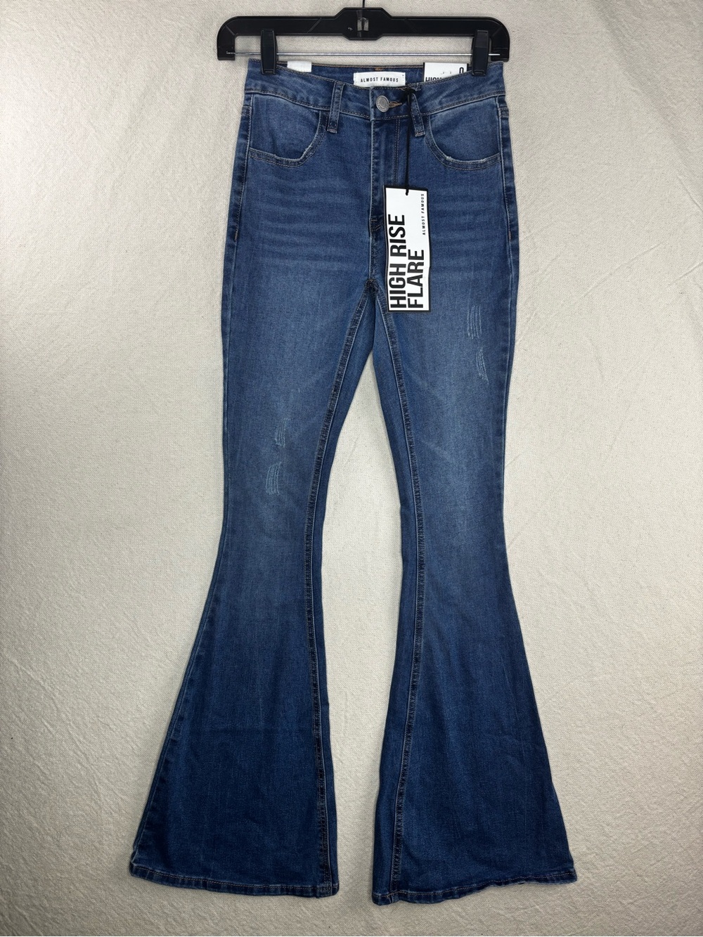 Almost famous high rise flared jeans women’s size 0 NWT